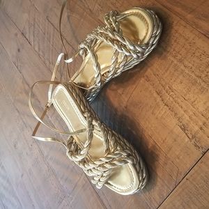 Asos Design women's gold metallic sandals size 8.